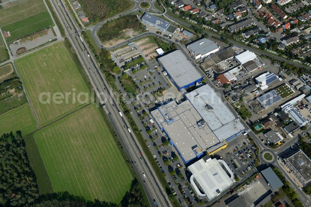 Aerial image Walldorf - Building of the store - furniture market IKEA Einrichtungshaus in Walldorf in the state Baden-Wuerttemberg
