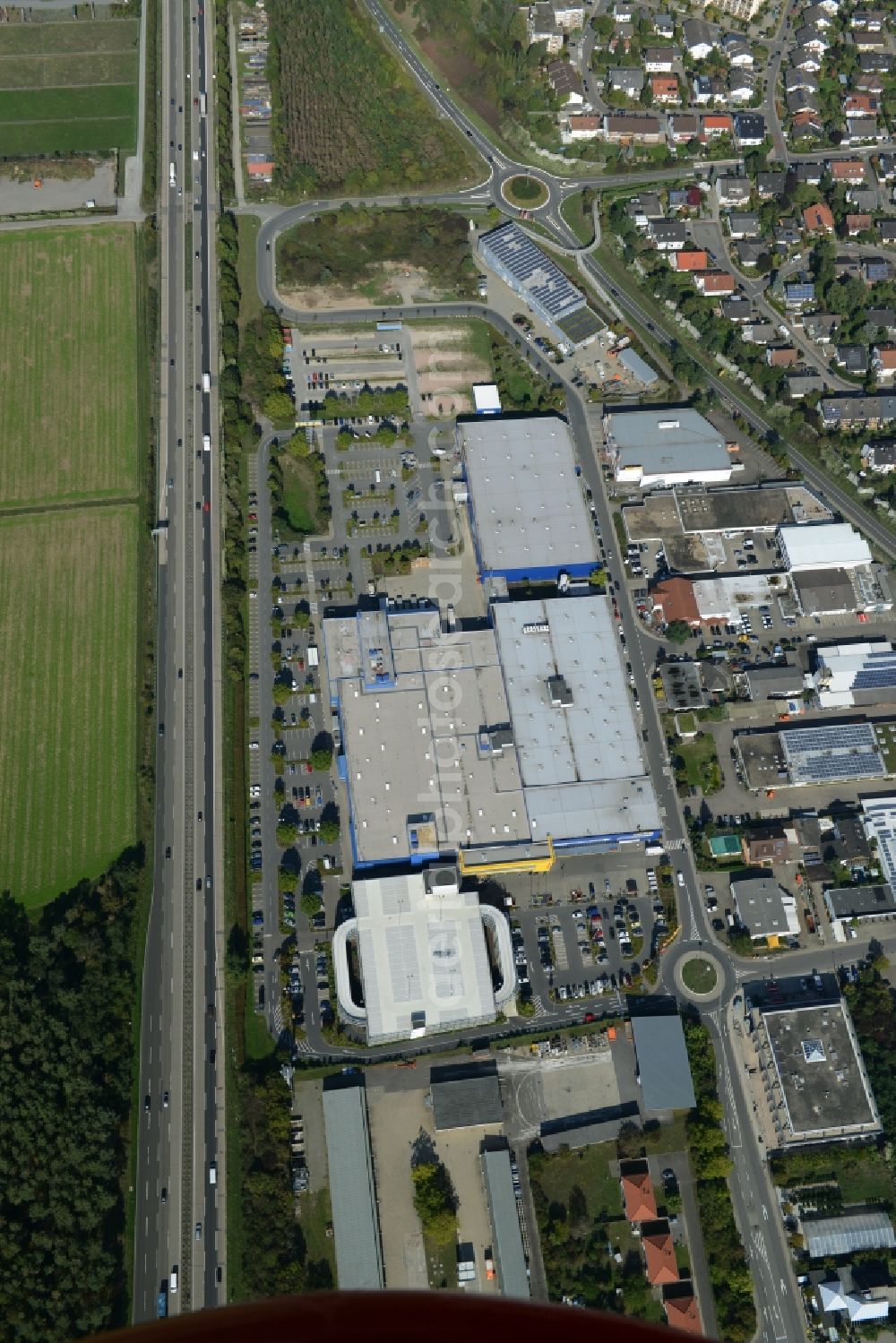 Aerial photograph Walldorf - Building of the store - furniture market IKEA Einrichtungshaus in Walldorf in the state Baden-Wuerttemberg