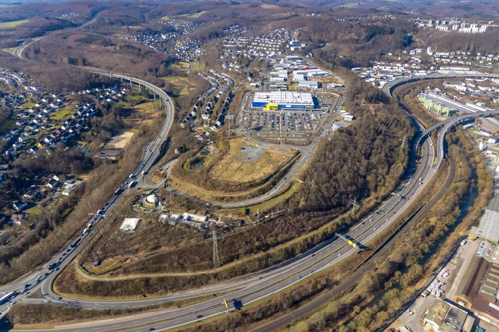 Siegen from the bird's eye view: Building of the store - furniture market IKEA Group in Siegen in the state North Rhine-Westphalia