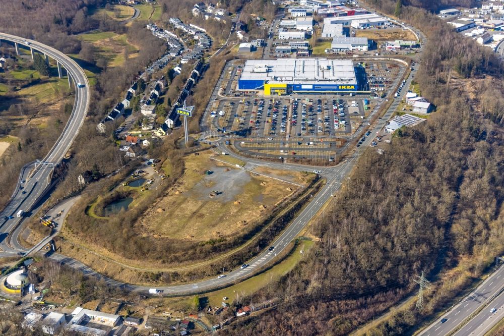 Aerial image Siegen - Building of the store - furniture market IKEA Group in Siegen in the state North Rhine-Westphalia