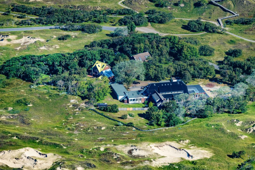 Aerial photograph Norderney - Building the hostel DJH Duenensender in Norderney in the state Lower Saxony, Germany