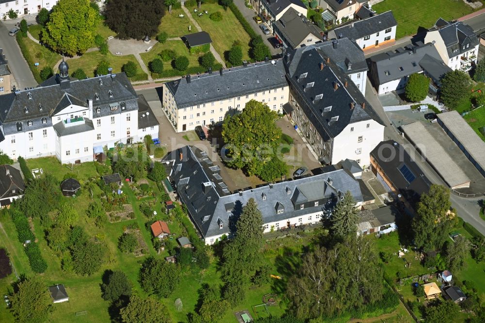 Ebersdorf from above - Buildings of the Childrens and Youth Home Ruestzeitenheim Sonnenschein in Ebersdorf in the state Thuringia, Germany