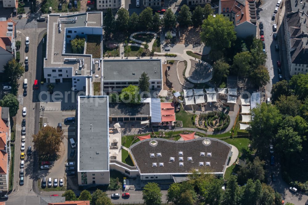 Leipzig from above - Building the KITA day nursery Komplex-Kindertagesstaette DschungelBande Kids Campus SEB Leipzig in the district Anger-Crottendorf in Leipzig in the state Saxony, Germany