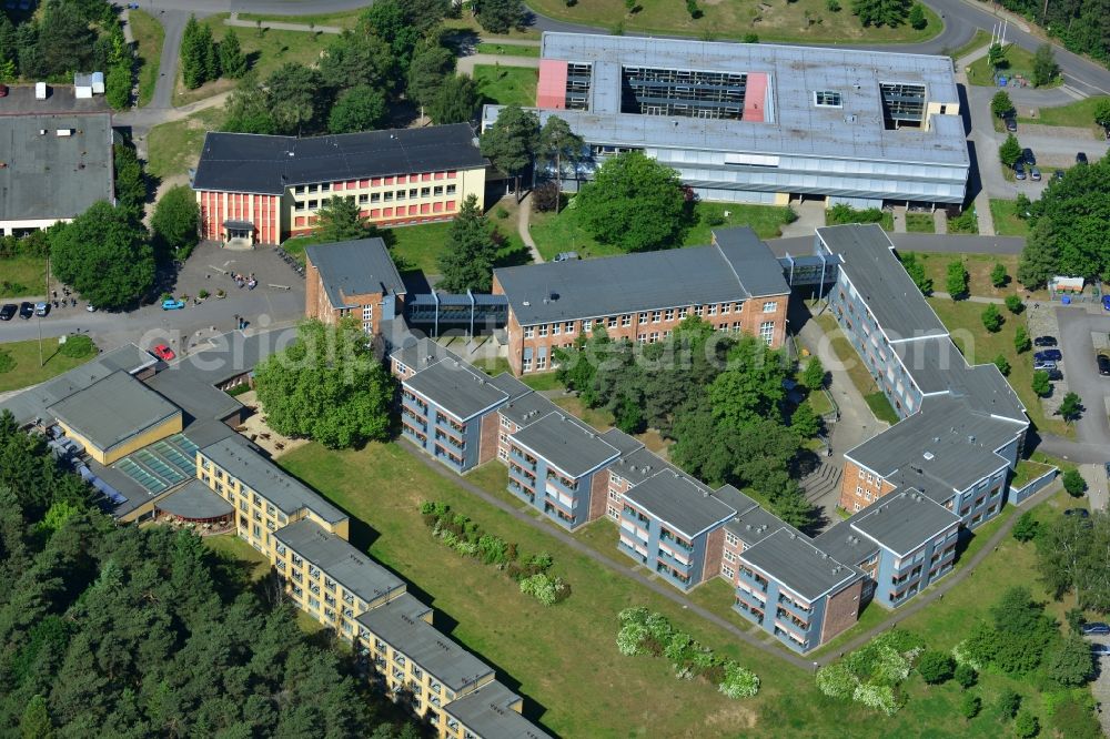 Bernau Waldfrieden from the bird's eye view: Building complex of the former Federal School of the German Trade Unions general peace in the forest district of Brandenburg Bernau