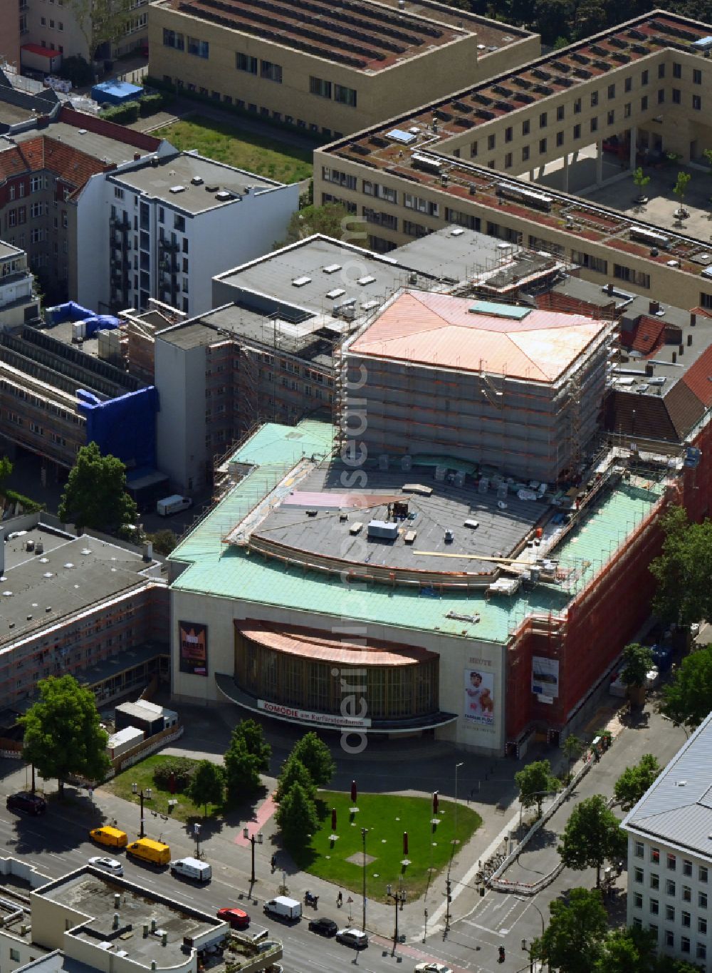 Berlin from above - Building of the concert hall and theater playhouse on street Bismarckstrasse in the district Charlottenburg in Berlin, Germany