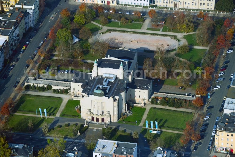 Aerial image Cottbus - Building of the concert hall and theater playhouse in Cottbus in the state Brandenburg, Germany