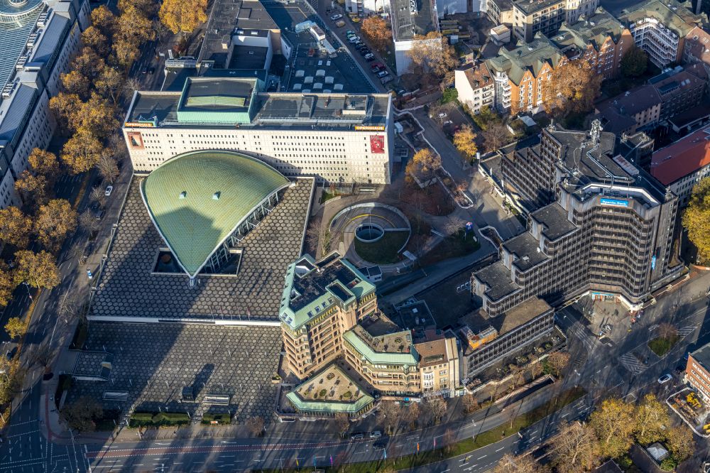 Dortmund from the bird's eye view: Building of the concert hall and theater playhouse in Dortmund in the state North Rhine-Westphalia