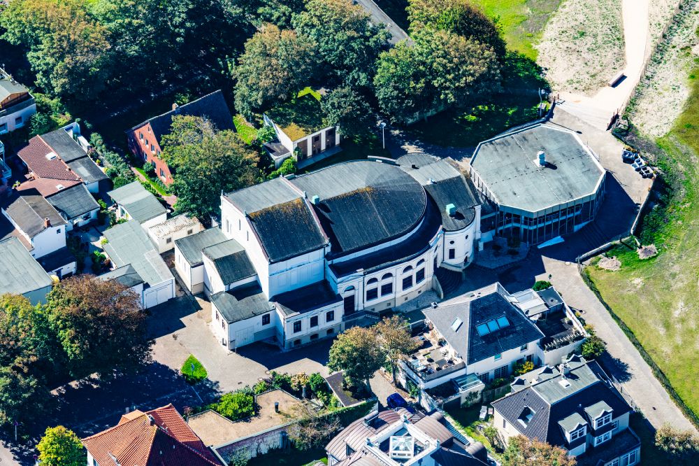 Aerial image Norderney - Building of the concert hall and theater playhouse in Norderney in the state Lower Saxony, Germany