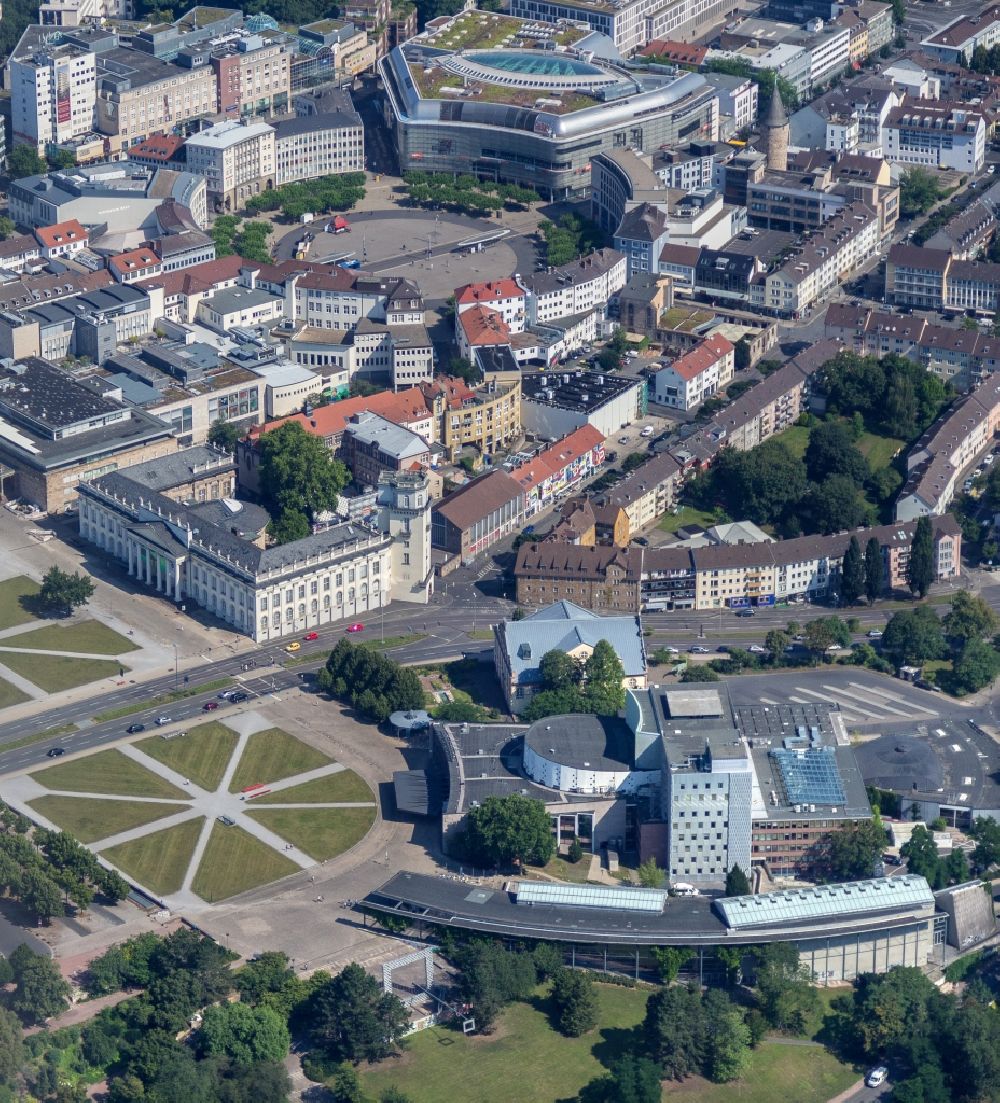 Kassel from above - Building of the concert hall and theater playhouse in Kassel in the state Hesse, Germany