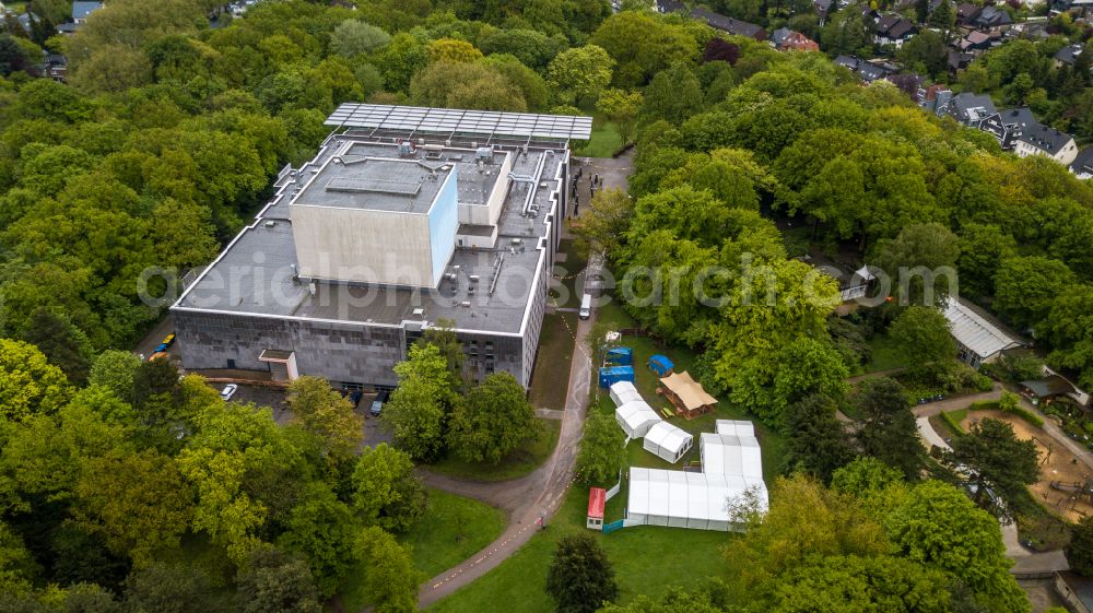 Aerial image Recklinghausen - Building of the concert hall and theater playhouse in Recklinghausen at Ruhrgebiet in the state North Rhine-Westphalia, Germany