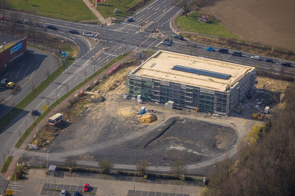 Aerial image Rhynern - Building of the culture and art center in the academy building of the Mensing Galerie on Unnaer Strasse in Rhynern in the Ruhr area in the state North Rhine-Westphalia, Germany