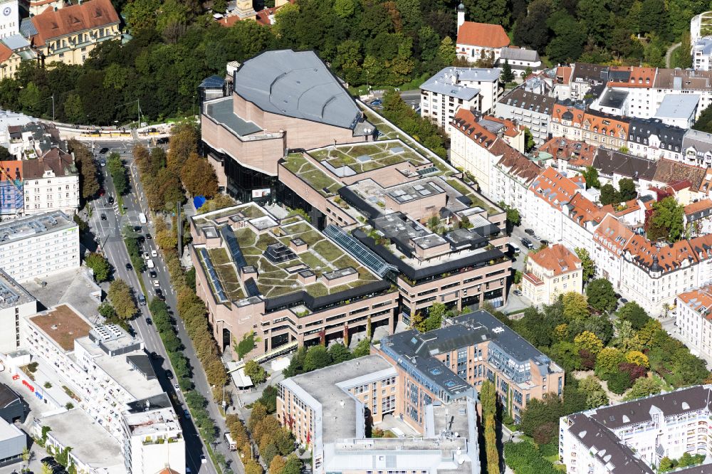 Aerial image München - Cultural and artistic center in the Academy Building Gasteig in Munich in the state Bavaria