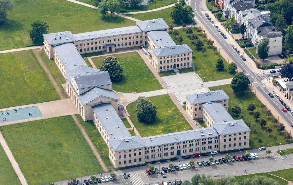 Aerial photograph Schwerin - Building complex of the Ministry fu?r Bildung, Wissenschaft and Kultur in Schwerin in the state Mecklenburg - Western Pomerania, Germany