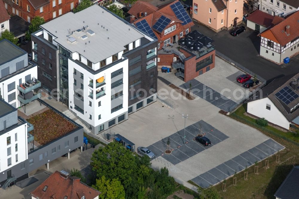 Bebra from the bird's eye view: Building of a multi-family residential building on Nuernberger Strasse in Bebra in the state Hesse, Germany