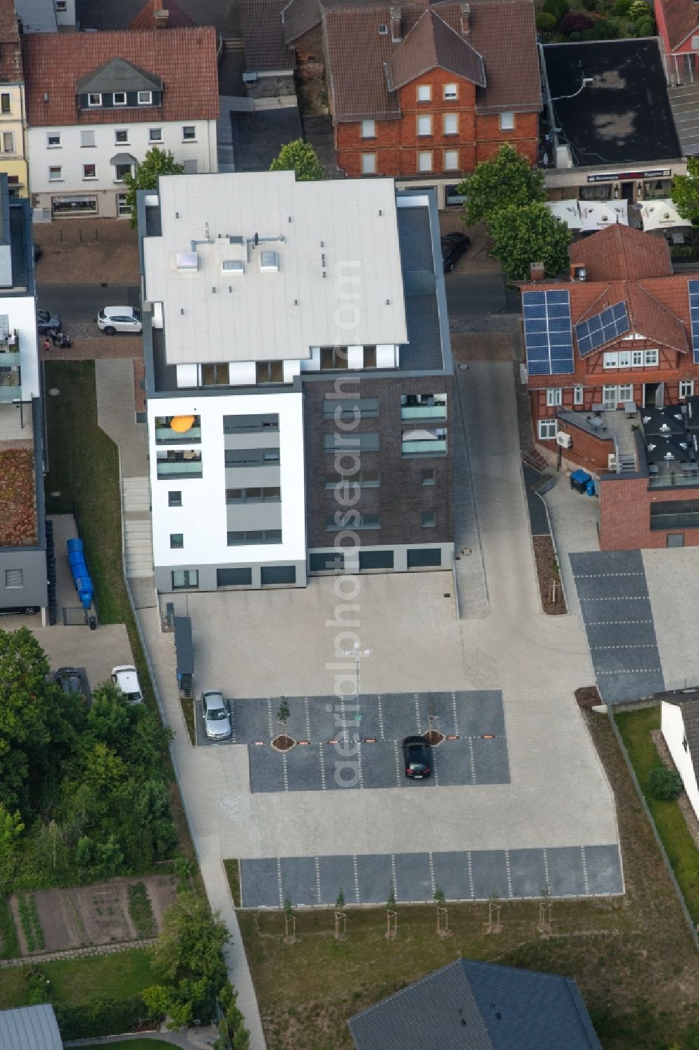 Aerial image Bebra - Building of a multi-family residential building on Nuernberger Strasse in Bebra in the state Hesse, Germany
