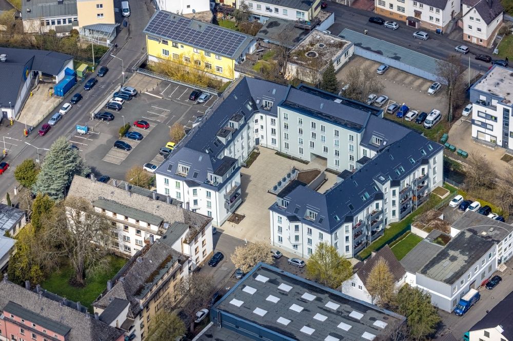Siegen from above - Building of a multi-family residential building in the Flur in the district Hammerhuette in Siegen at Siegerland in the state North Rhine-Westphalia, Germany