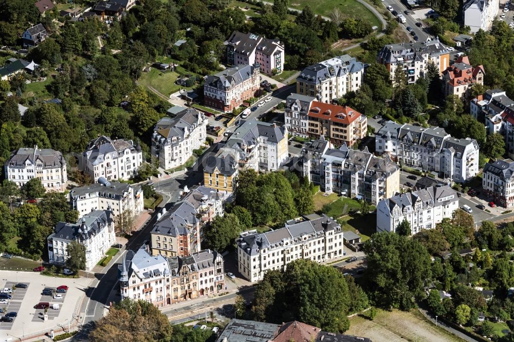 Plauen from above - Building of a multi-family residential building in Plauen in the state Saxony, Germany