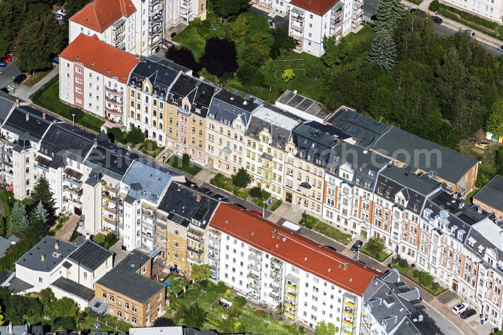 Plauen from the bird's eye view: Building of a multi-family residential building in Plauen in the state Saxony, Germany