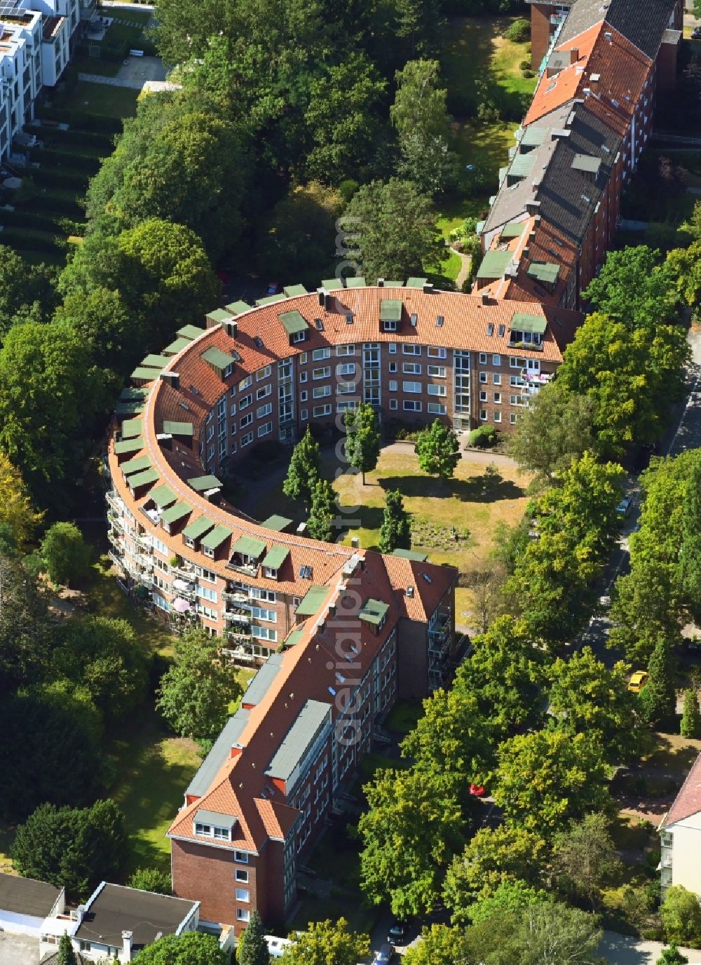 Hamburg from above - Building of a multi-family residential building on Richardstrasse in the district Uhlenhorst in Hamburg, Germany