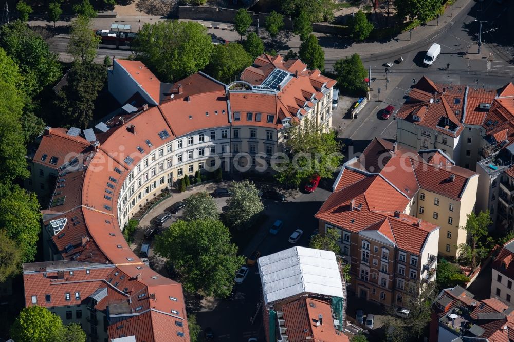 Erfurt from above - Building of a multi-family residential building on Wilhelm-Kuelz-Strasse in the district Bruehlervorstadt in Erfurt in the state Thuringia, Germany