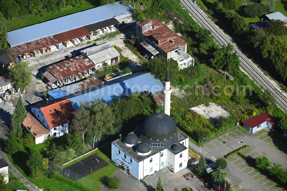 Aerial image Lauingen - Building of the mosque Hicret on Wittislinger Strasse in Lauingen in the state Bavaria, Germany