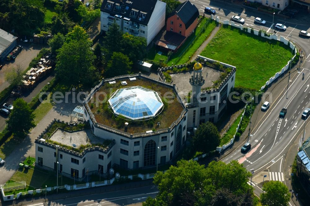 Bonn from above - Building of the mosque Koenig-Fahd-Akademie on Mallwitzstrasse in the district Bad Godesberg in Bonn in the state North Rhine-Westphalia, Germany