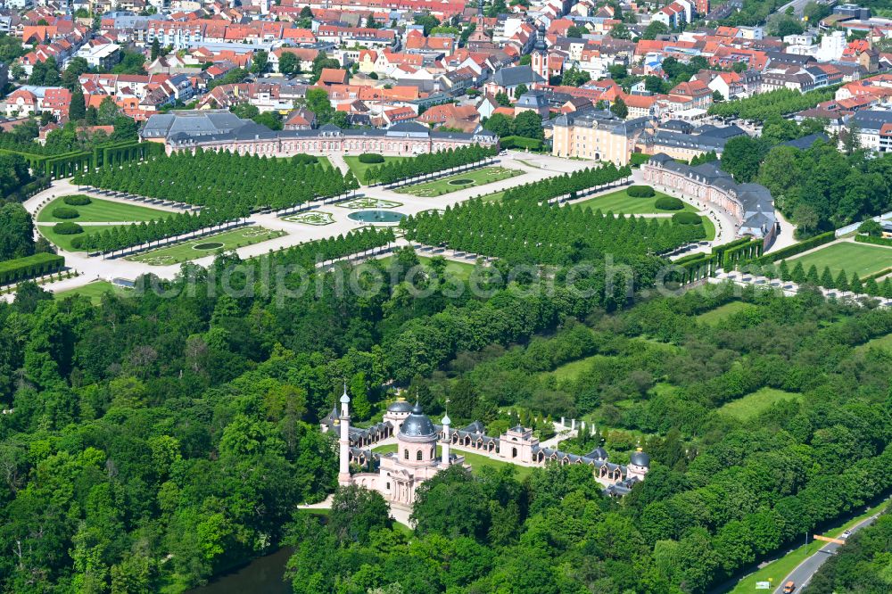 Schwetzingen from above - Building of the mosque in the castle park of Schwetzingen in the state Baden-Wurttemberg, Germany