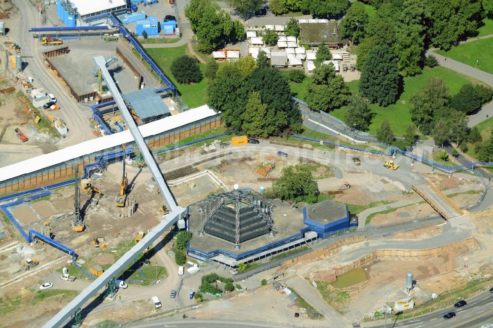 Aerial image Stuttgart - Building and Observatory of the Carl Zeiss Planetarium and construction site of the urban development project Stuttgart 21 in Stuttgart in the state of Baden-Wuerttemberg
