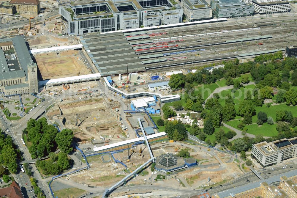 Aerial photograph Stuttgart - Building and Observatory of the Carl Zeiss Planetarium and construction site of the urban development project Stuttgart 21 in Stuttgart in the state of Baden-Wuerttemberg