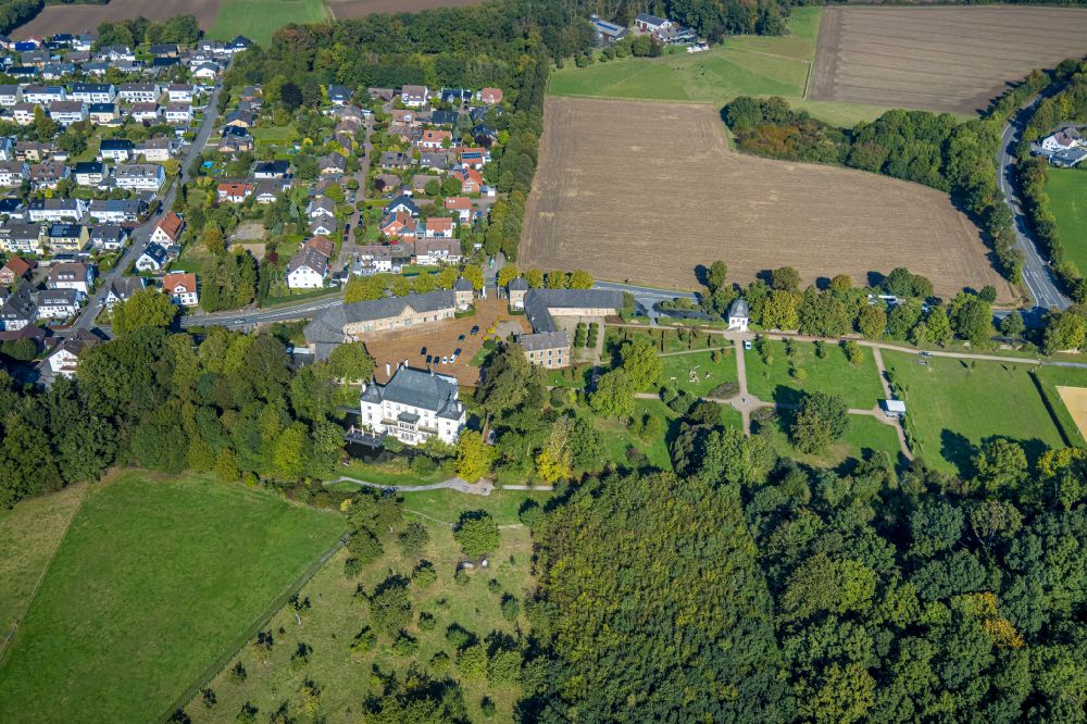 Opherdicke from above - Buildings and parks at the mansion of the farmhouse Haus Opherdicke in Opherdicke in the state North Rhine-Westphalia, Germany