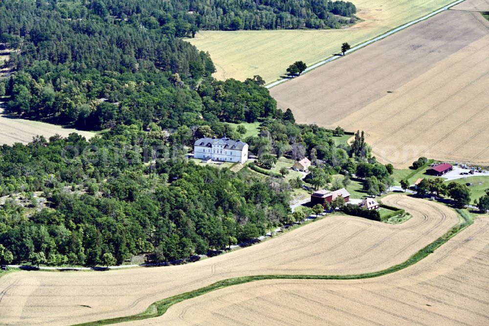 Stegeborg from above - Buildings and parks at the mansion of the farmhouse Stegeborgs saeteri in Stegeborg in Oestergoetlands laen, Sweden