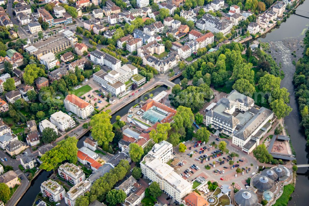 Aerial photograph Bad Kreuznach - Building of the PK Parkhotel on street Kurhausstrasse in Bad Kreuznach in the state Rhineland-Palatinate, Germany