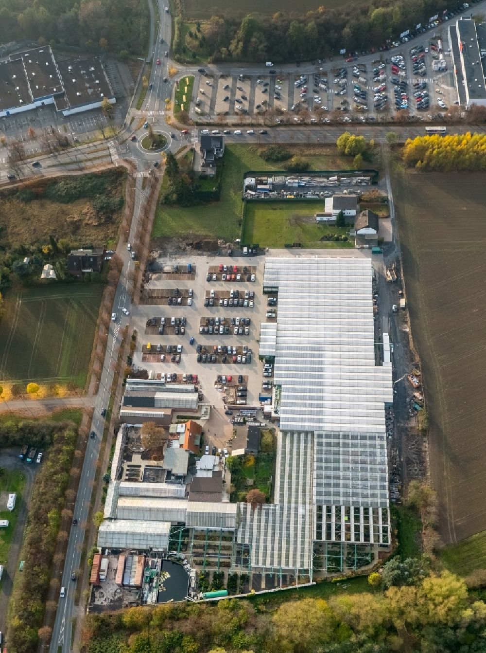 Aerial image Hamm - Building of Store plant market garden centre Bintig GmbH in Hamm in the state North Rhine-Westphalia