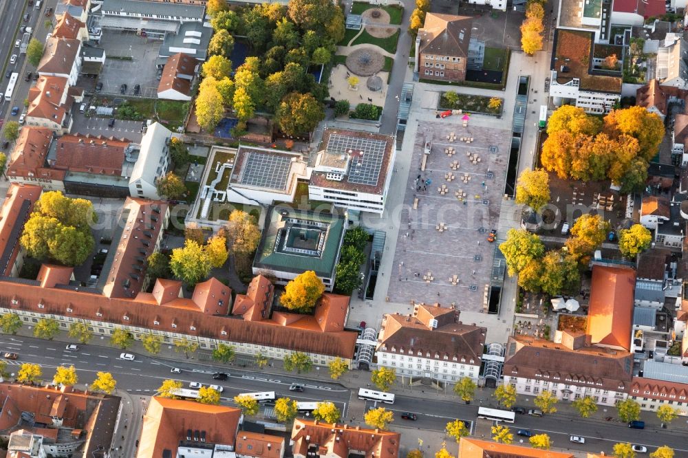 Ludwigsburg from above - Town Hall building of the City Council at the Rathausplatz downtown in Ludwigsburg in the state Baden-Wurttemberg, Germany