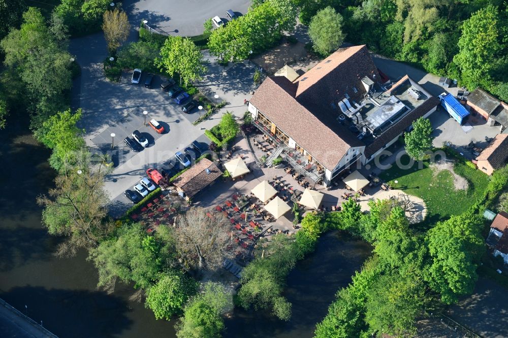 Aerial image Bielefeld - Building of the restaurant Finca Cafe & Bar Celona in Bielefeld in the state North Rhine-Westphalia, Germany