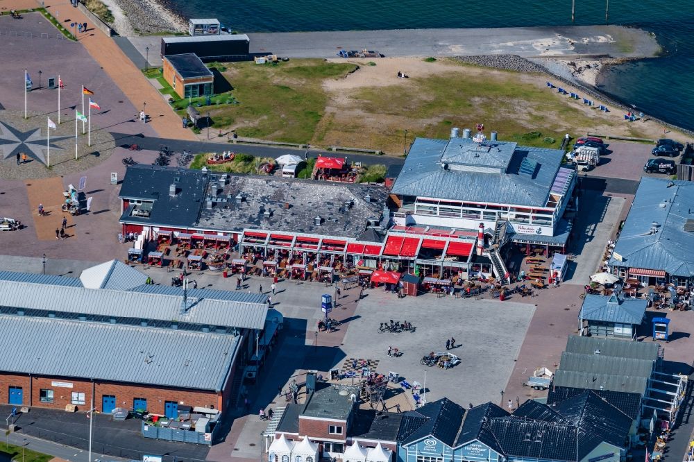Aerial photograph List - Building of the restaurant Gosch in List at the island Sylt in the state Schleswig-Holstein, Germany