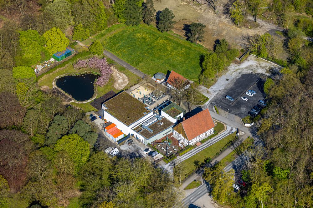 Aerial image Hamm - Building of the restaurant Hohoffs 800A? Altes Faehrhaus (Old Boathouse) in the North of Hamm in the state of North Rhine-Westphalia