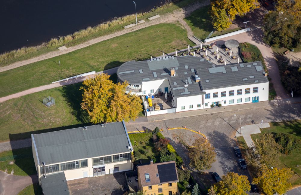 Aerial image Dessau - Building of the restaurant Kornhaus in Dessau in the state Saxony-Anhalt, Germany