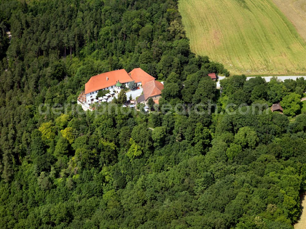 Aerial image Ammerbuch - Building of the restaurant Schloss Hohenentringen in Ammerbuch in the state Baden-Wuerttemberg, Germany