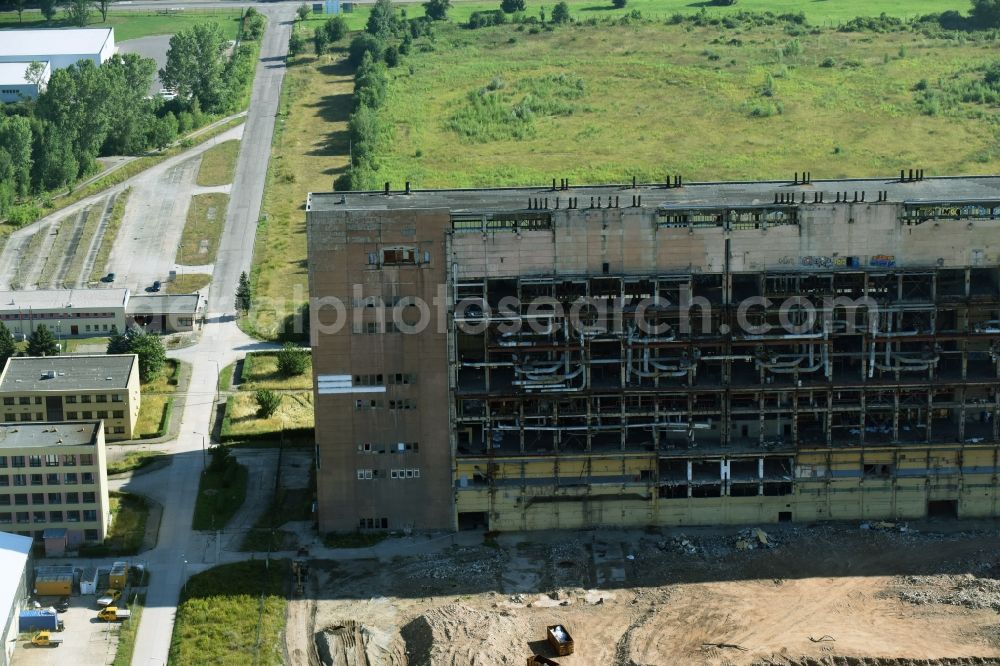 Aerial photograph Espenhain - Building remains of the ruins of the HKW cogeneration plant and coal power plant in Espenhain in the state Saxony