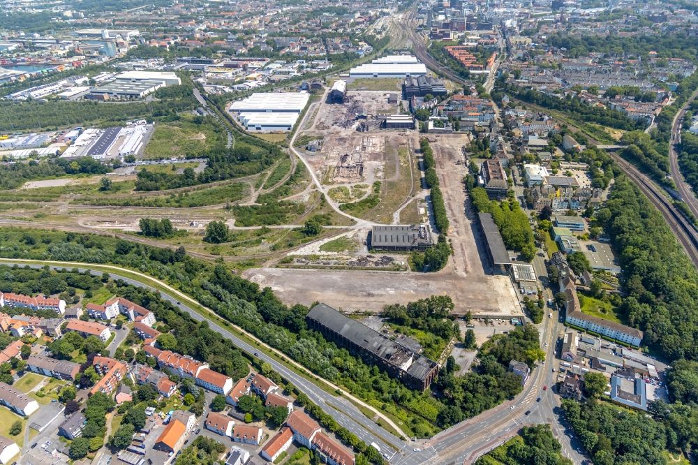 Aerial photograph Dortmund - Ruin of vacant building on the former Gelaende of Hoesch-Stahl AG in Dortmund in the state North Rhine-Westphalia, Germany