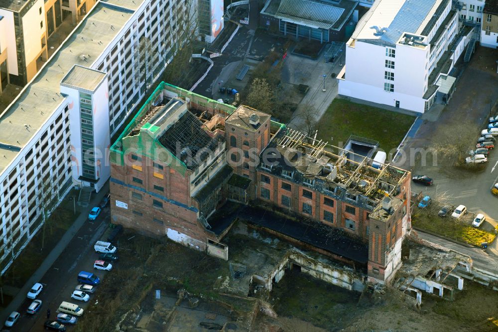 Dessau from above - Ruin of vacant building on Hobuschgasse in Dessau in the state Saxony-Anhalt, Germany