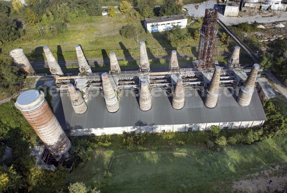 Aerial photograph Rüdersdorf - Building of the Shaft furnace battery in the Museumspark Ruedersdorf owned by the Ruedersdorfer Kultur GmbH in Ruedersdorf in the state Brandenburg