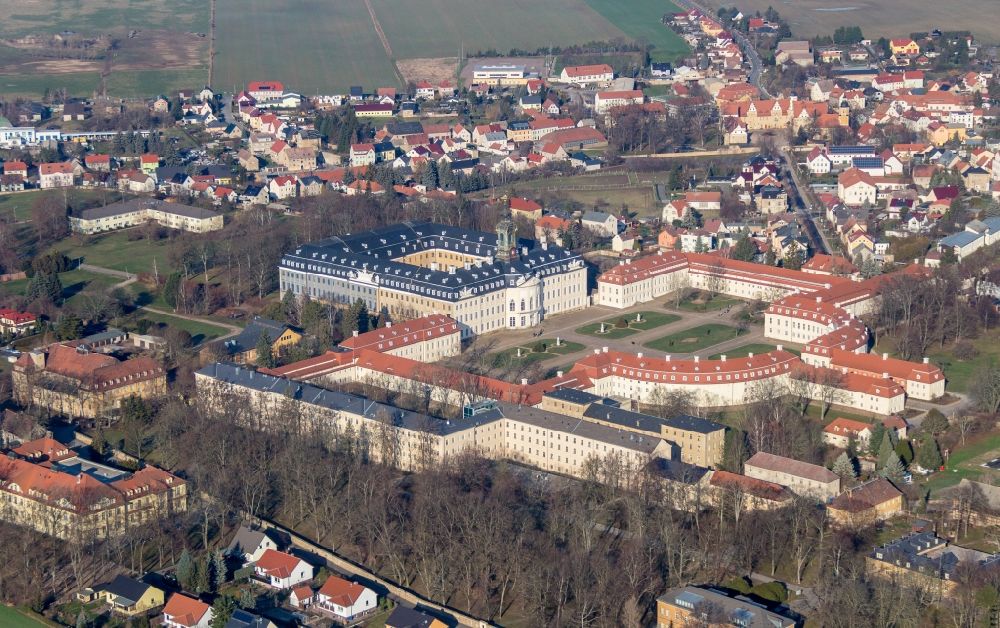 Wermsdorf from above - Building and Castle Park Castle Hubertusburg Wermsdorf in Wermsdorf in the state Saxony