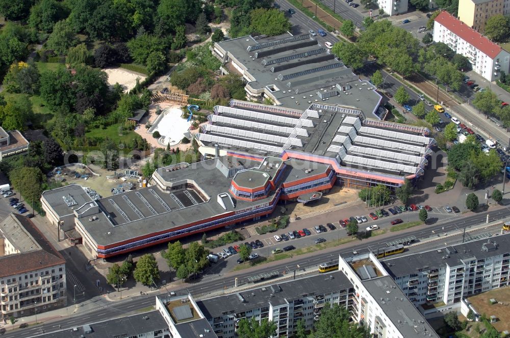 Berlin from above - The sport and recreational center SEZ in Berlin Friedrichshain. The multi-functional building complex for sport. The center offers many sports and recreation activities