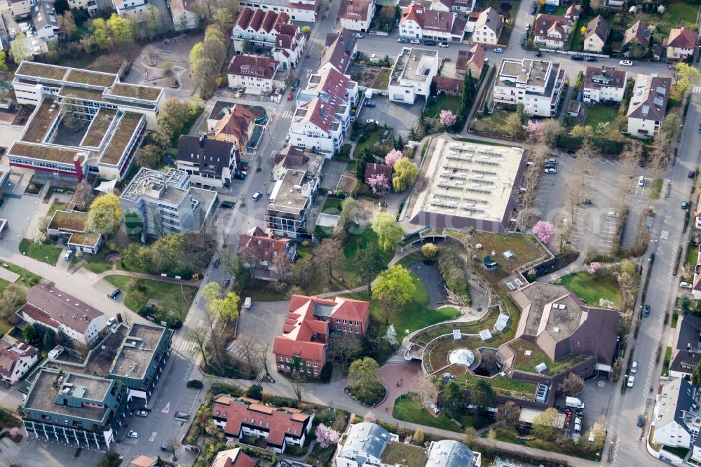 Aerial photograph Korntal-Münchingen - Roof on the building of the sports hall in the district Korntal in Korntal-Muenchingen in the state Baden-Wuerttemberg, Germany
