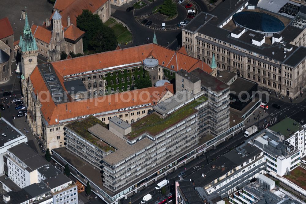 Braunschweig from above - Town Hall building of the city administration in Braunschweig in the state Lower Saxony