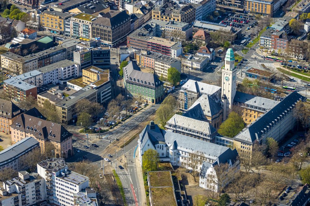 Aerial photograph Gelsenkirchen - Town Hall building of the city administration Buer on the main square in Gelsenkirchen in North Rhine-Westphalia