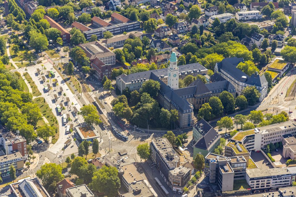 Aerial image Gelsenkirchen - Town Hall building of the city administration Buer on the main square in the district Buer in Gelsenkirchen at Ruhrgebiet in North Rhine-Westphalia, Germany
