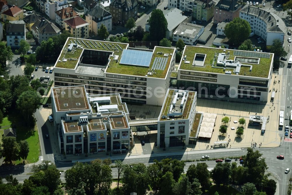 Gießen from the bird's eye view: Building of the city hall of the city administration in Giessen and the cinema FILMPOLIS Giessen in the federal state Hessen, Germany